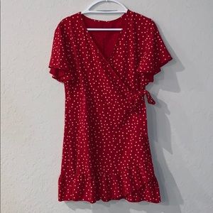 Red mini wrap dress